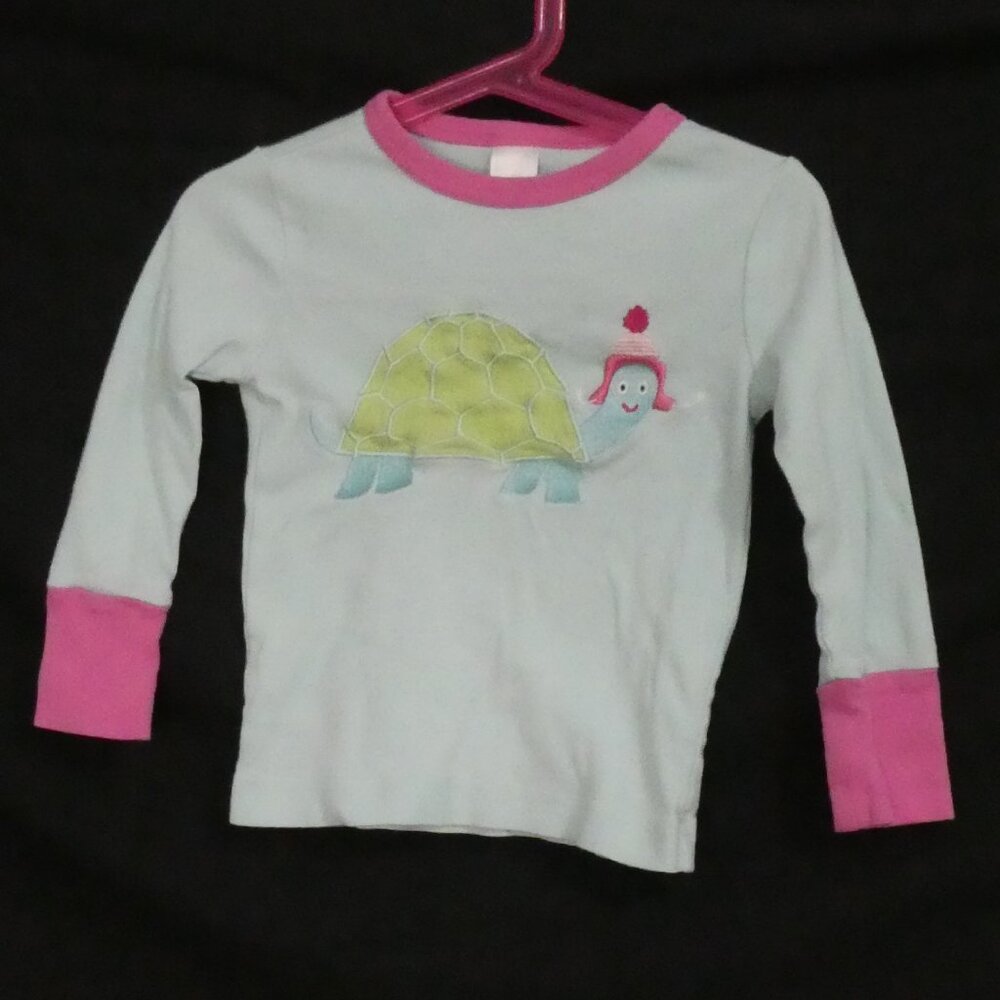 Y2K BABY GAP Toddler 3 years Light Blue Cotton Pajama Shirt With Turtle Front